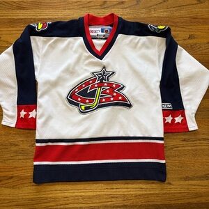 Vintage Columbus Blue Jackets Jersey Youth L/XL White NHL Hockey CCM Large XL